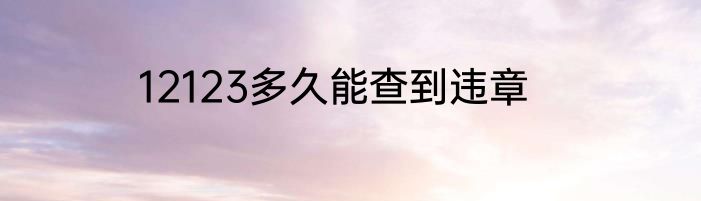12123多久能查到违章