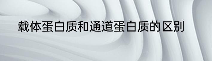 载体蛋白质和通道蛋白质的区别