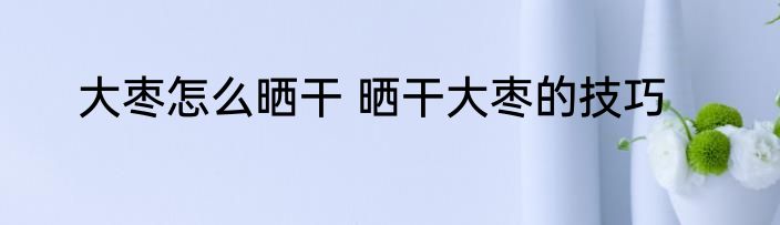 大枣怎么晒干 晒干大枣的技巧