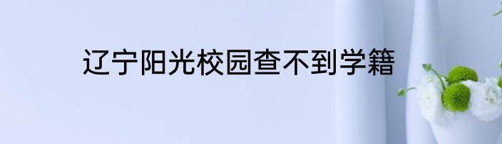 辽宁阳光校园查不到学籍