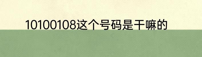 10100108这个号码是干嘛的