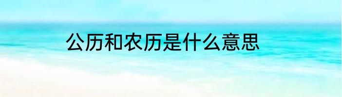 公历和农历是什么意思