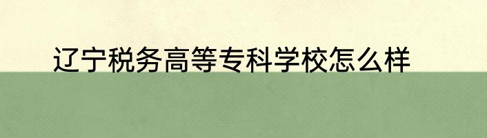 辽宁税务高等专科学校怎么样