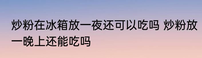 炒粉在冰箱放一夜还可以吃吗 炒粉放一晚上还能吃吗