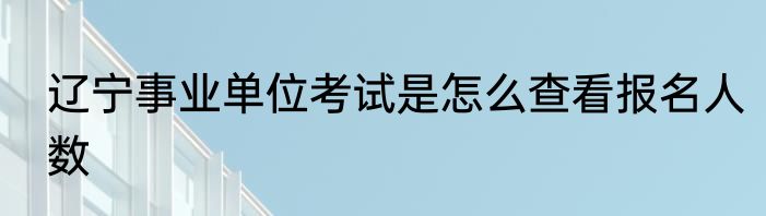 辽宁事业单位考试是怎么查看报名人数