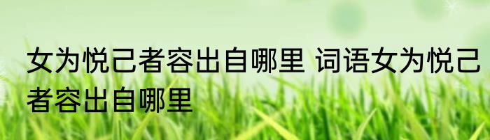女为悦己者容出自哪里 词语女为悦己者容出自哪里