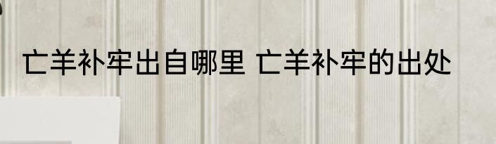 亡羊补牢出自哪里 亡羊补牢的出处