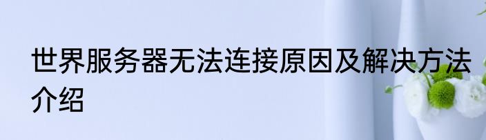 世界服务器无法连接原因及解决方法介绍