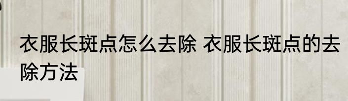 衣服长斑点怎么去除 衣服长斑点的去除方法