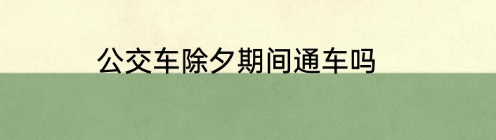 公交车除夕期间通车吗