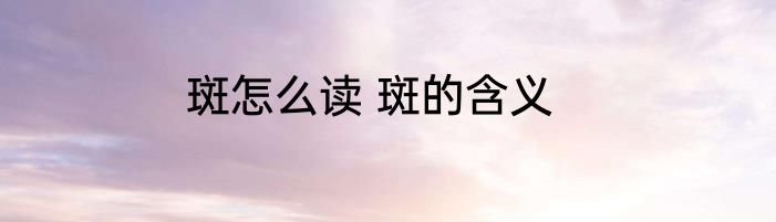 斑怎么读 斑的含义