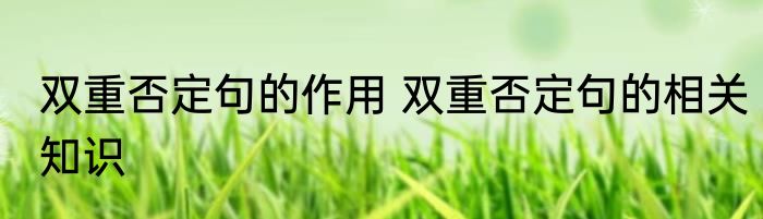 双重否定句的作用 双重否定句的相关知识