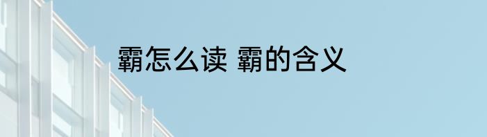 霸怎么读 霸的含义