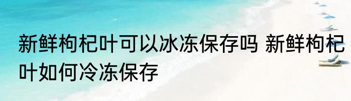 新鲜枸杞叶可以冰冻保存吗 新鲜枸杞叶如何冷冻保存