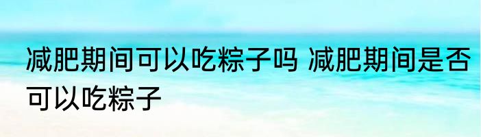 减肥期间可以吃粽子吗 减肥期间是否可以吃粽子
