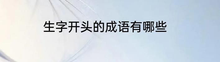 生字开头的成语有哪些