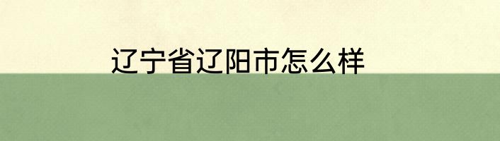 辽宁省辽阳市怎么样