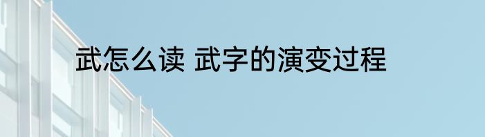 武怎么读 武字的演变过程