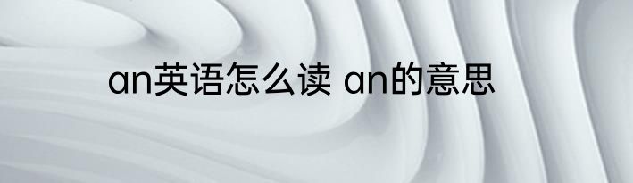 an英语怎么读 an的意思