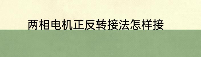 两相电机正反转接法怎样接