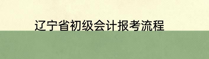 辽宁省初级会计报考流程