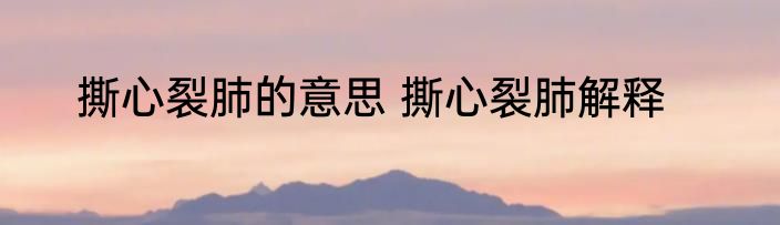 撕心裂肺的意思 撕心裂肺解释
