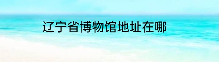 辽宁省博物馆地址在哪