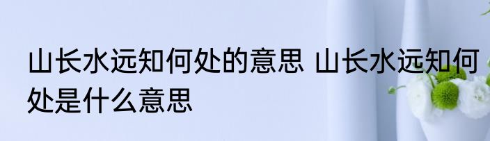 山长水远知何处的意思 山长水远知何处是什么意思