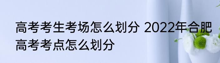 高考考生考场怎么划分 2022年合肥高考考点怎么划分