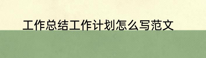 工作总结工作计划怎么写范文