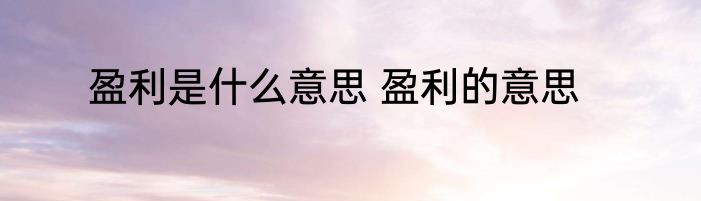 盈利是什么意思 盈利的意思