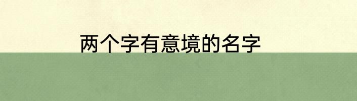 两个字有意境的名字