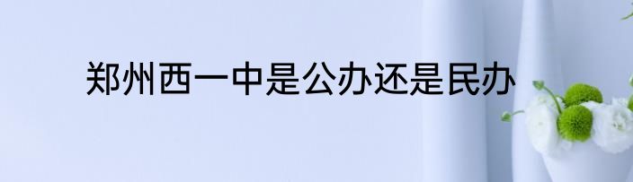 郑州西一中是公办还是民办