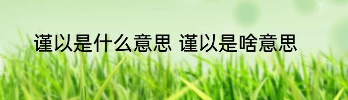 谨以是什么意思 谨以是啥意思