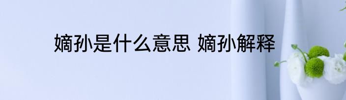 嫡孙是什么意思 嫡孙解释