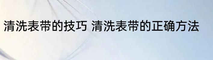 清洗表带的技巧 清洗表带的正确方法