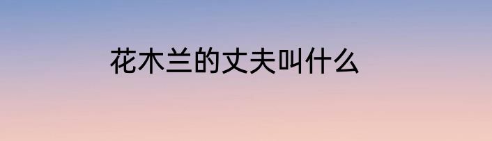 花木兰的丈夫叫什么
