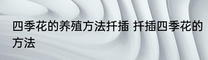 四季花的养殖方法扦插 扦插四季花的方法