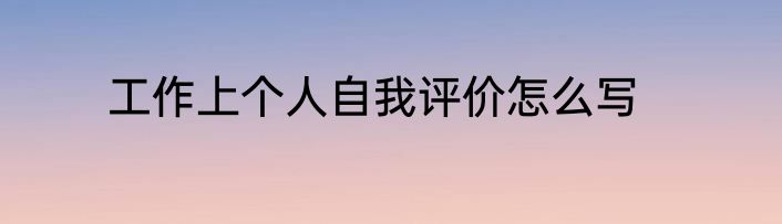 工作上个人自我评价怎么写