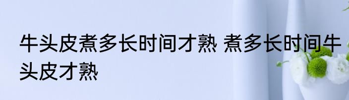 牛头皮煮多长时间才熟 煮多长时间牛头皮才熟