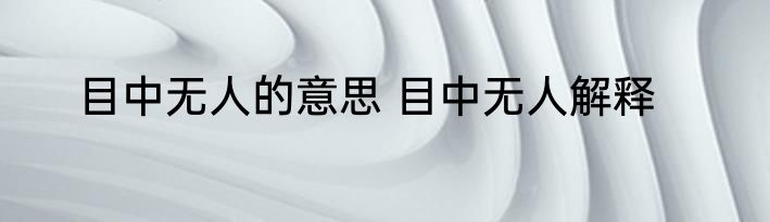 目中无人的意思 目中无人解释
