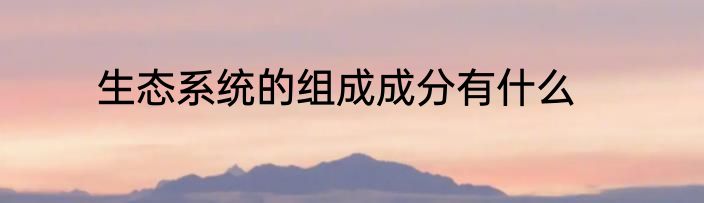 生态系统的组成成分有什么