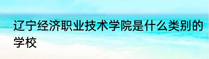 辽宁经济职业技术学院是什么类别的学校