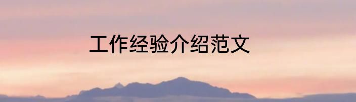 工作经验介绍范文