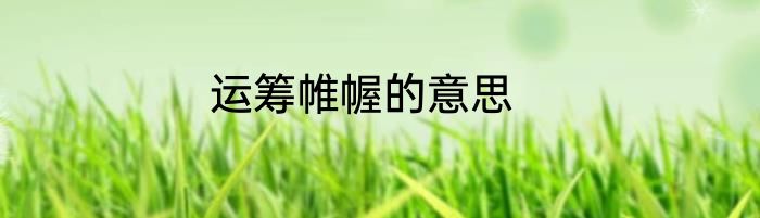 运筹帷幄的意思