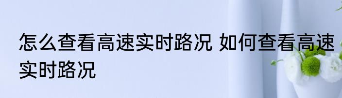 怎么查看高速实时路况 如何查看高速实时路况