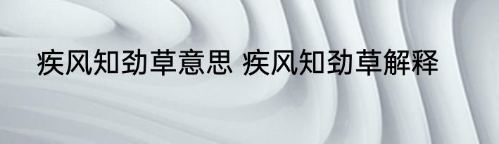 疾风知劲草意思 疾风知劲草解释