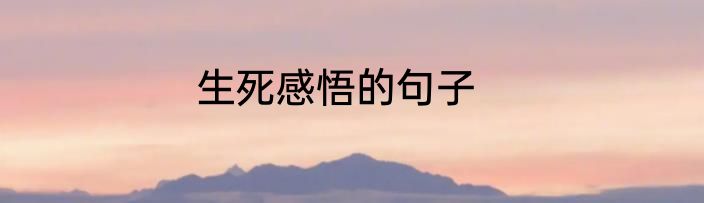 生死感悟的句子
