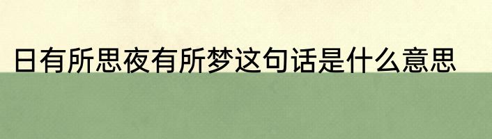 日有所思夜有所梦这句话是什么意思
