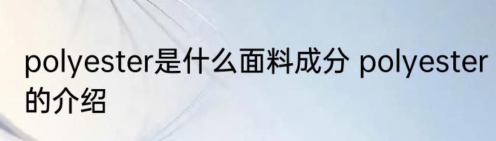 polyester是什么面料成分 polyester的介绍